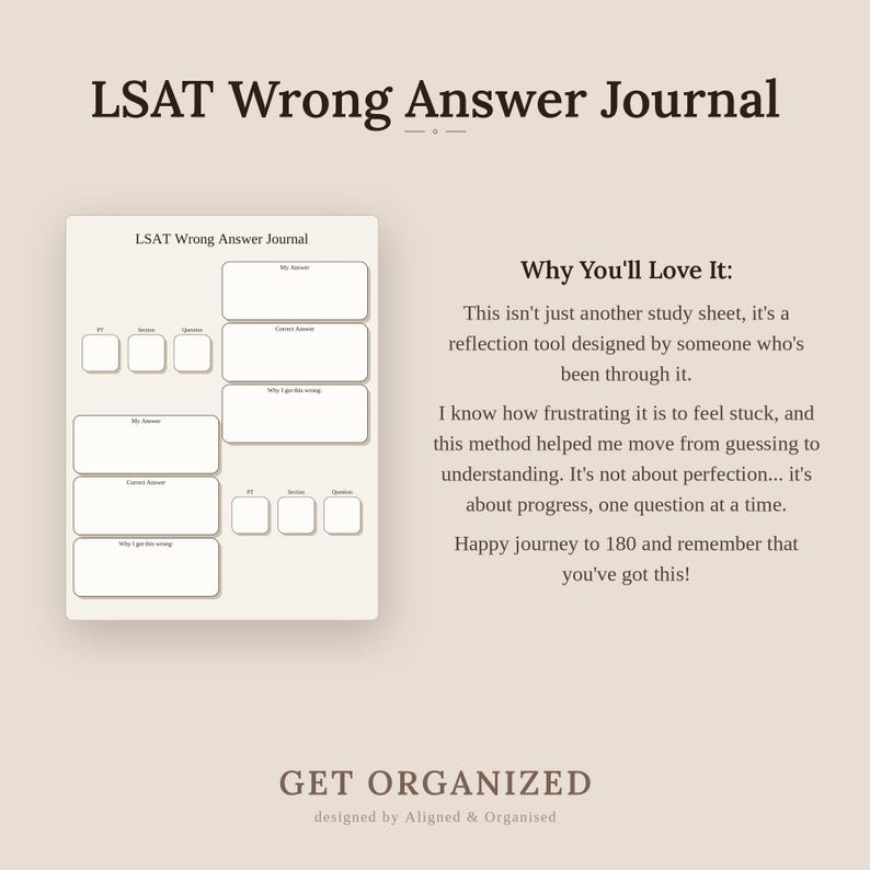 LSAT Wrong Answer Journal: Printable Study Tracker (Digital PDF) image 7