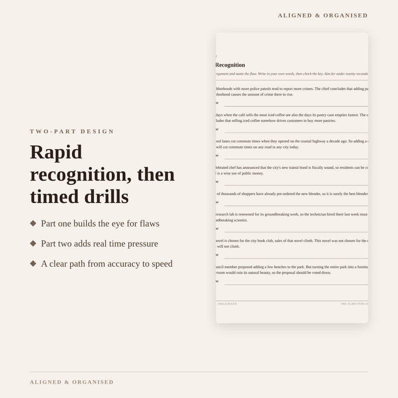 May include: A two-part educational worksheet titled Recognition with text describing a rapid recognition and timed drill process. The page features bullet points outlining a path from accuracy to speed and includes multiple practice exercises.