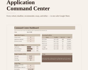 Law School Application Tracker | Google Sheets Planner (Digital Download)