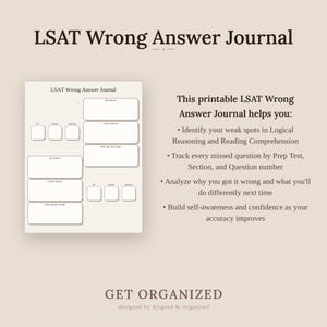 LSAT Wrong Answer Journal: Printable Study Tracker (Digital PDF) image 3