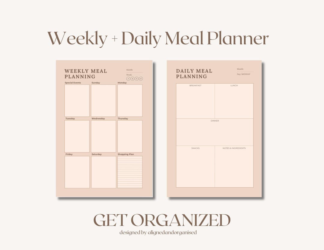 Weekly Minimalist Meal Planner: Printable Food Organizer (PDF) - Etsy UK