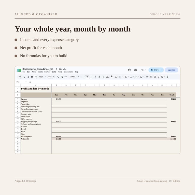 Small Business Bookkeeping Spreadsheet | Google Sheets Income Expense & Profit Tracker | Sales Tax and 1099-K image 8