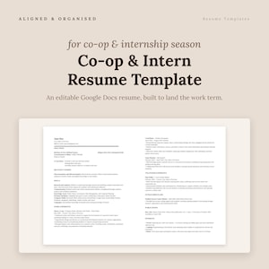 Co-op & Intern Resume Template | Editable Google Docs Resume for Students | ATS-Friendly Internship CV | Entry Level Work Term Resume
