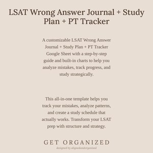 LSAT Study Planner, Wrong Answer Journal, PT Tracker (Google Sheet + PDF Guide) image 3