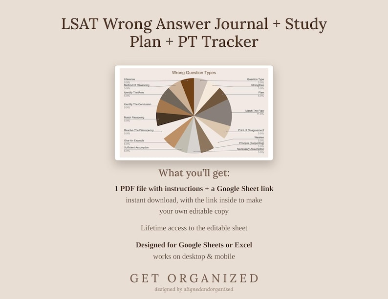 LSAT Study Planner, Wrong Answer Journal, PT Tracker (Google Sheet + PDF Guide) image 9