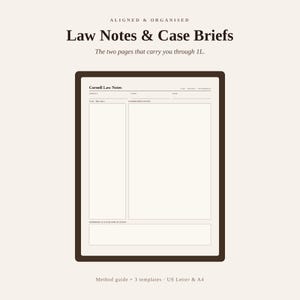 Law School Case Brief & Cornell Notes Template | IRAC, Lecture Notes, Mind Map | 1L Study | Printable, GoodNotes, A4 and Letter