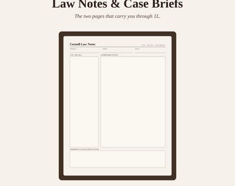 Law School Case Brief & Cornell Notes Vorlage | irac, Leporello, Notizen, Mind Map | 1L Arbeitszimmer | Printable, GoodNotes, A4 und Letter