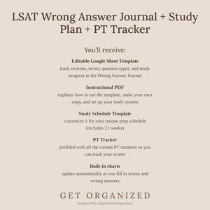 LSAT Study Planner, Wrong Answer Journal, PT Tracker (Google Sheet + PDF Guide) image 5