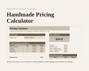 ハンドメイド商品価格計算ツール｜Googleスプレッドシートを使った商品価格と利益率計算ツール｜中小企業向けEtsy手数料計算ツール