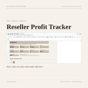 Reseller Spreadsheet Google Sheets | Inventory Sales & Profit Tracker for eBay Poshmark Depop Vinted Mercari | ROI and Fee Calculator