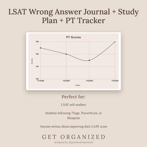 LSAT Study Planner, Wrong Answer Journal, PT Tracker (Google Sheet + PDF Guide) image 7