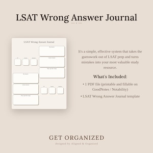 LSAT Wrong Answer Journal: Printable Study Tracker (Digital PDF) image 4