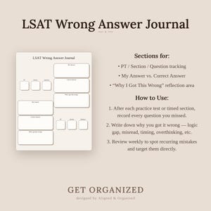 LSAT Wrong Answer Journal: Printable Study Tracker (Digital PDF) image 5