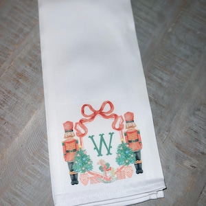 Christmas Monogram Nutcracker Tea Towel