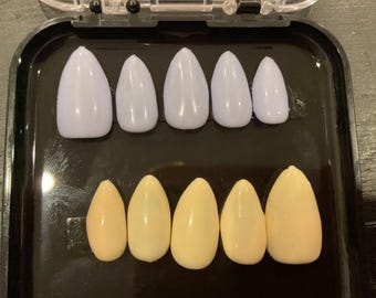 Light Purple And Yellow Cute Nails