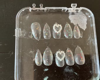 confetti,clear,heart set