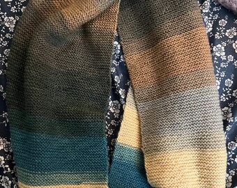 Écharpe en tricot multicolore faite main, tenue d'hiver