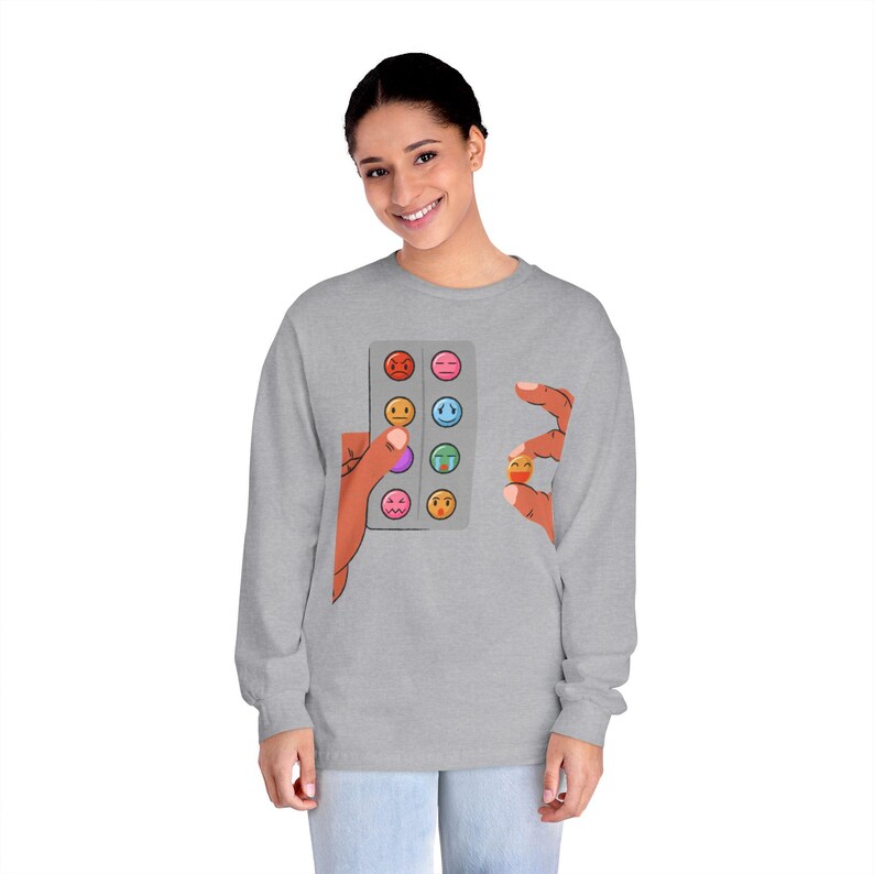 Fidget Pop It Hands, Long Sleeve T-Shirt | Anti-Sadness Roller Bottle Back Print image 2