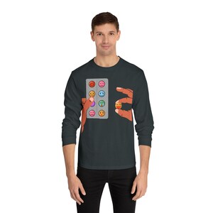 Fidget Pop It Hands, Long Sleeve T-Shirt | Anti-Sadness Roller Bottle Back Print image 9