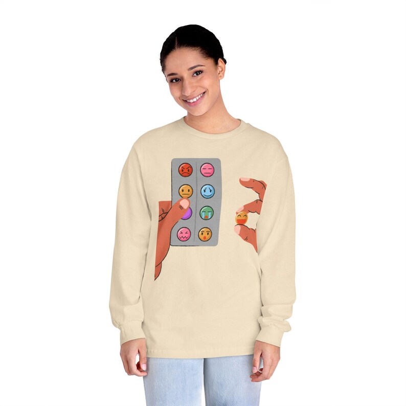 Fidget Pop It Hands, Long Sleeve T-Shirt | Anti-Sadness Roller Bottle Back Print image 3