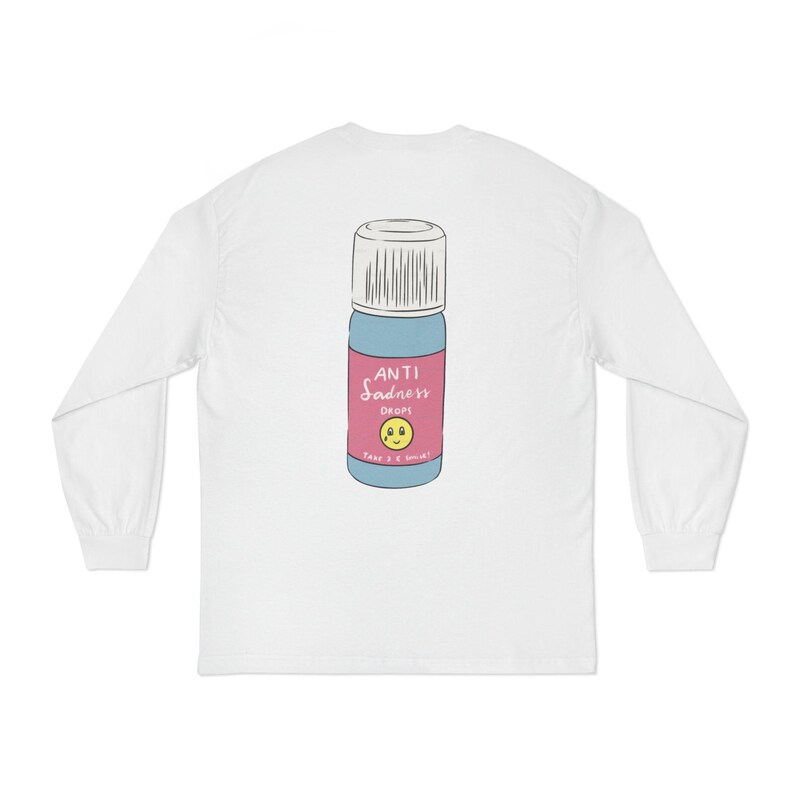 Fidget Pop It Hands, Long Sleeve T-Shirt | Anti-Sadness Roller Bottle Back Print image 11