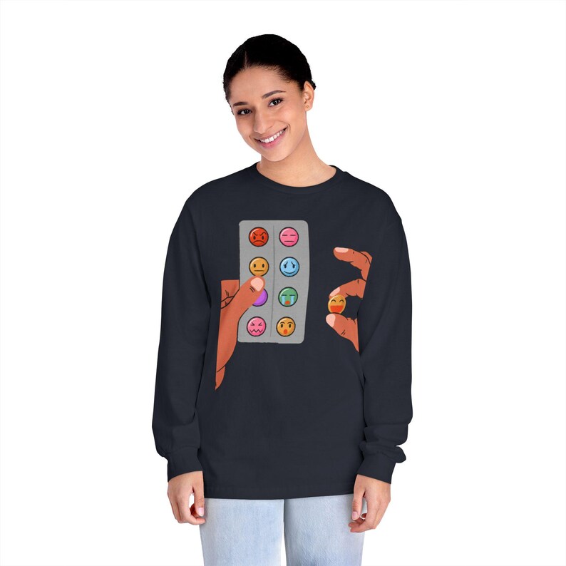 Fidget Pop It Hands, Long Sleeve T-Shirt | Anti-Sadness Roller Bottle Back Print image 5