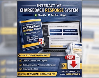 Chargeback Response System for Shopify Sellers | Interactive Dispute Guide | Instant Download