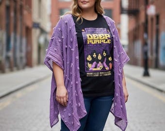Deep Purple Machine Head Tour Tunic, Boho Scarf Sleeve Top, Upcycled Classic Rock
