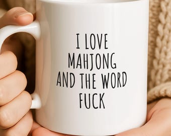 Funny Mahjong Lover Mug, Swear Word Gift for Mom, Grandma, Aunt, Game Night Host, Board Game Partner Coffee Cup, Coworker Christmas Present