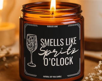 Aperol Spritz O'clock Candle, Gift For Cocktail & Wine Lovers, JGA Girls Night Bachelorette Party, Italian Summer Decor, Thank You Hostess