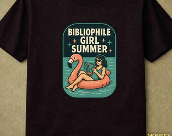 Bibliophile Girl Summer Poolside Reader Cozy Introvert Book Lover Retro Vibes Relaxed Style Funny Reader Gift Playful Humor Summer T-Shirt