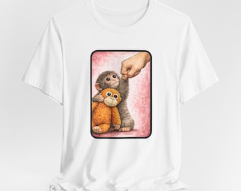 Punch the Monkey Viral Design Baby Macaque Fist Bump Art Punch & Plush Orangutan Tee Internet Famous Monkey Shirt Viral Animal Gift