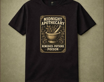 Midnight Apothecary Remedies Potions Poison Mortar and Pestle Herbalism Vintage Aesthetic Gothic Style Cottagecore Gift Botanical Humor