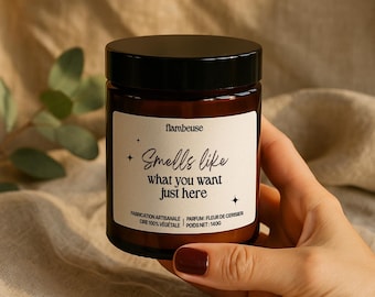 Personalized "Smells like…" Candle – Soy wax, wooden wick, fragrance from Grasse – Original personalized gift made in France