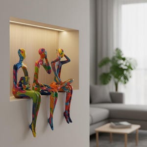 Set figuren van abstracte hars – moderne sculpturen voor woondecoratie