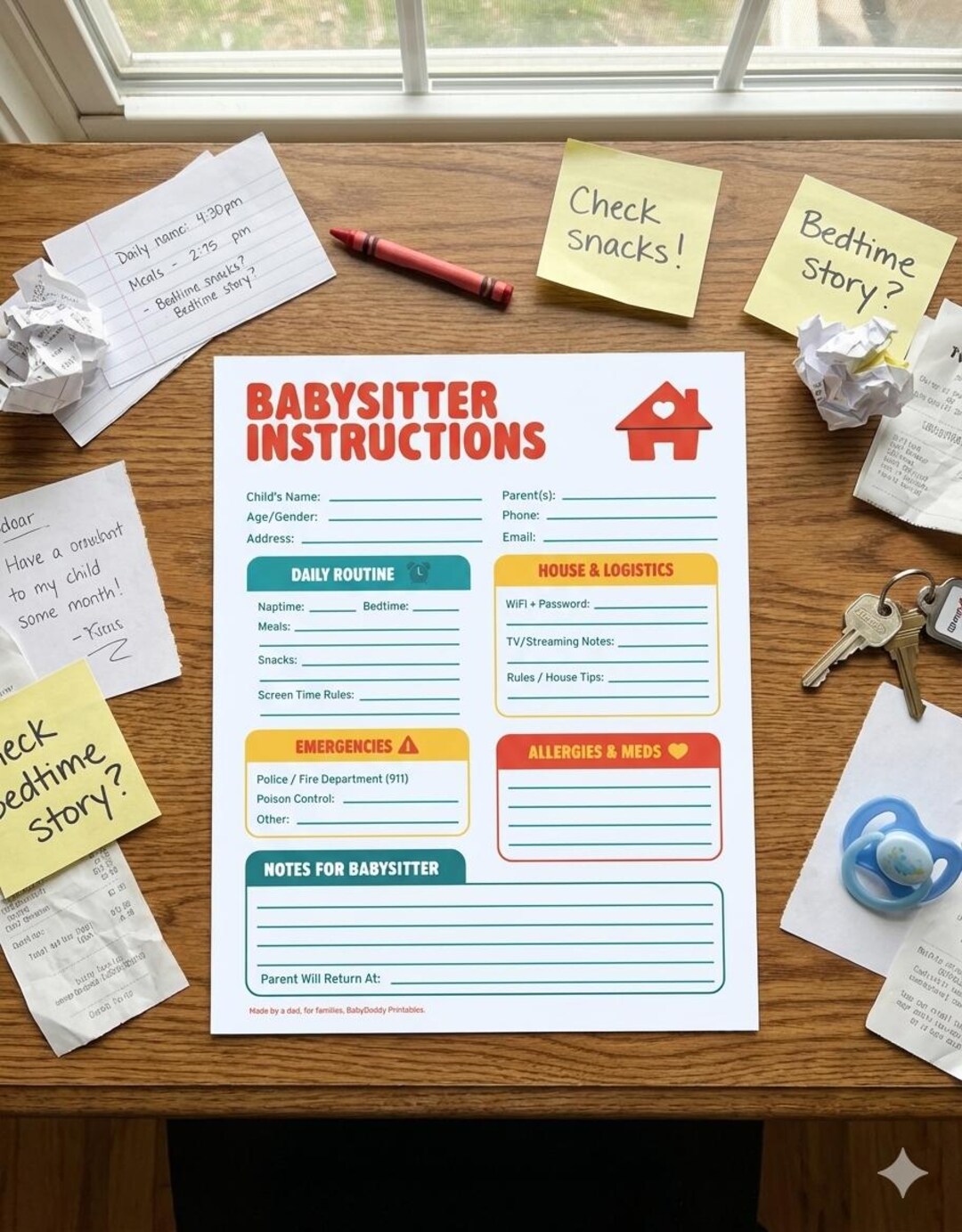Nanny Checklist.pdf Babysitter Instructions Printable, Nanny Info Sheet, Date Night ...