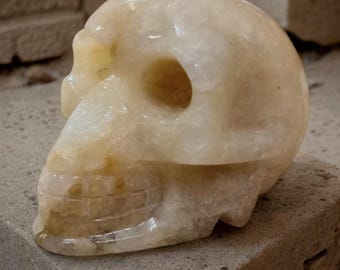 Natural Crystal Skull Carving, Gemstone Skull Figurine for Meditation, Gothic Decor, Reiki Healing Gift
