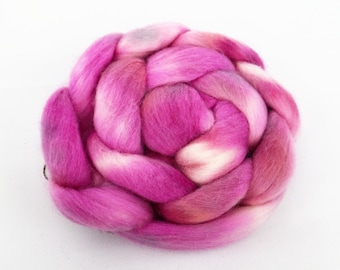 Handdyed Merino Wool Combed Top 100g 3.5oz OOAK - Tart Berry Pie