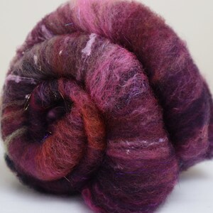 Luxury Spinning Manx Wool Silk Fiber Camel Cashmere Batts Hand Dyed 56g 2.0 oz OOAK - Rage