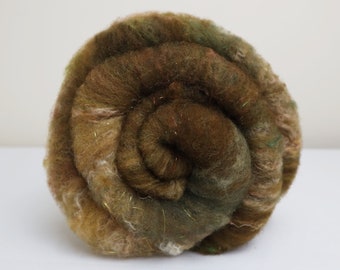 Luxury Spinning Manx Wool Silk Fiber Camel Cashmere Batts Hand Dyed 53g 1.9 oz OOAK - Medieval Tapestry