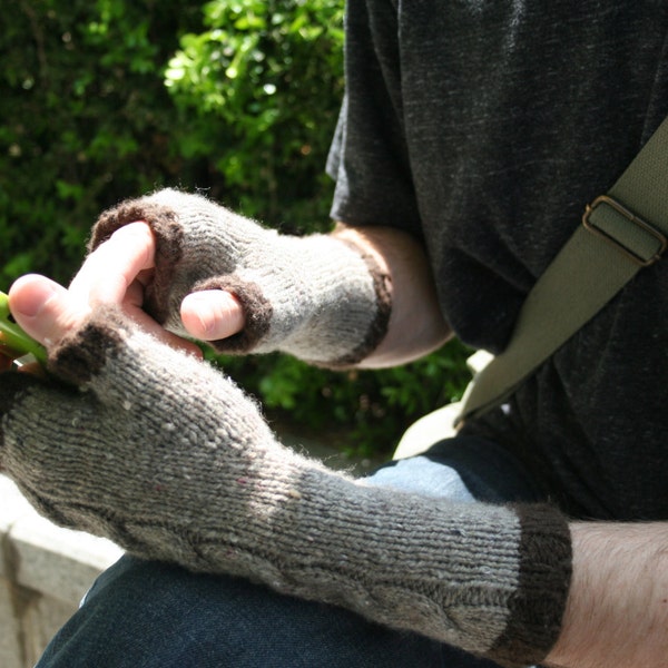 Knitting Pattern Cabled Fingerless Mitts Original Design Sport Sock Weight Yarn Suggested (14 WPI) PHATFIBER