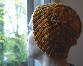 Hand Knit / Hand Dyed / Beanie Hat / Unisex / Medium / Ready to Ship - Textured Hat