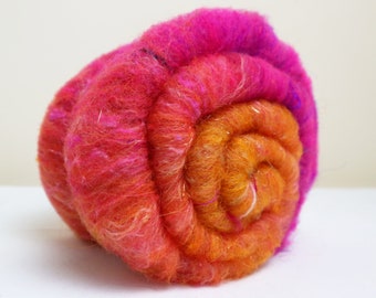 Wild Batt Ryeland Wool Sari Silk Camel Down Fiber Batts Hand Dyed 57g 2.0 oz OOAK - Abjuration