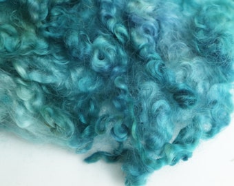 Handdyed Leicester Long Wool Hand Washed Locks 98g 3.5oz OOAK - Swimming Pool