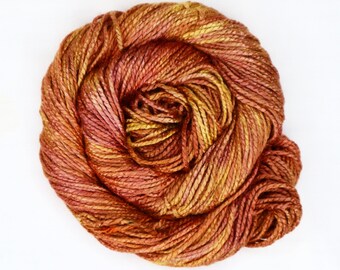 Handdyed Tussah Silk Yarn Worsted Aran 2 ply 100 yards 91 meters 46g 1.6oz - Copper Ore