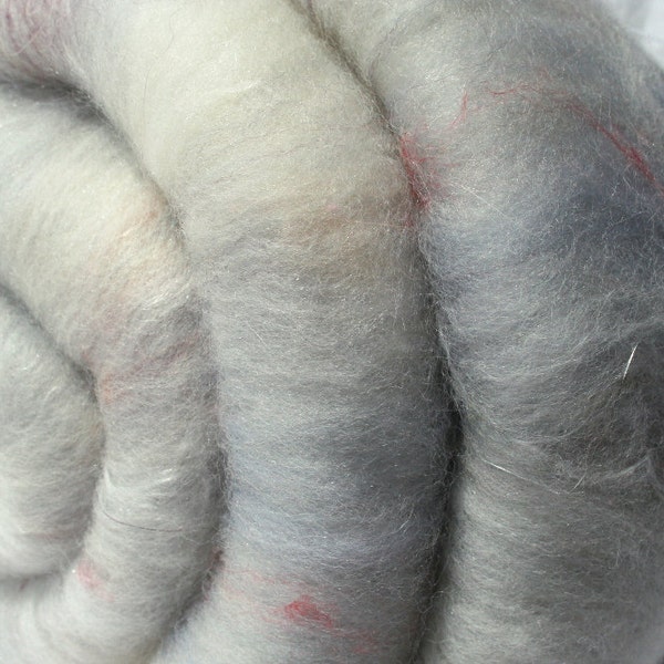 Batt Superfine Merino Angora Mulberry Silk Angelina Silk Noil Suri Alpaca 55g 1.9 oz OOAK Ready to Ship International - Lavender Tartlet