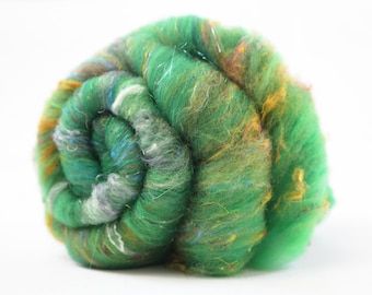 Spinning Superfine Merino Wool Camel Down Yak Silk Fiber Yak Down Batts Hand Dyed 64g 2.3oz OOAK - Decorated Garland