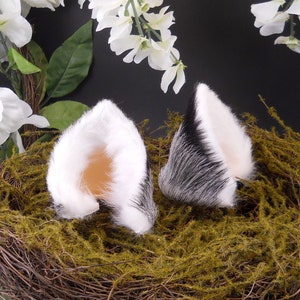 Silver Gray Fox Ears Fur Leather/ Realistic Cosplay Kitten Pet Play Furry Goth LARP Fairy Kitsune Fantasy Witch Magic Halloween Hair Fashion