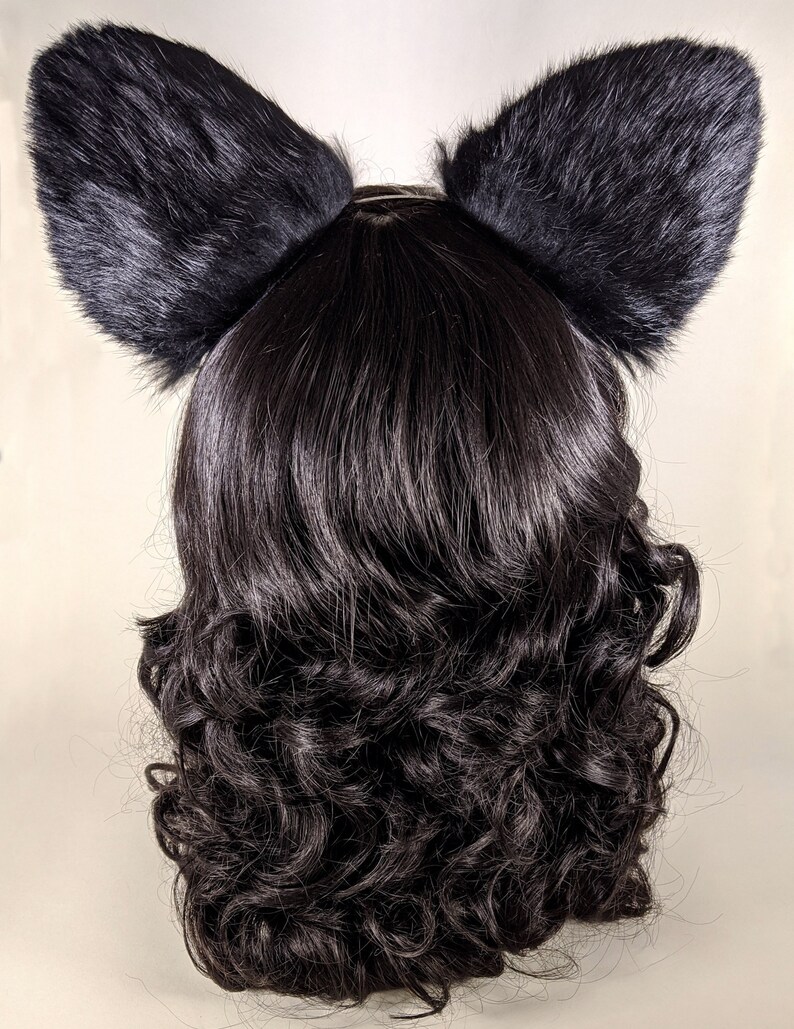 Huge Fluffy Black Cat Ears Leather/ Real Fur Cosplay Kitten Etsy