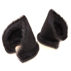 Black Cat Ears Fur Leather Realistic Cosplay Kitten Pet Play Furry Goth LARP Neko Headband